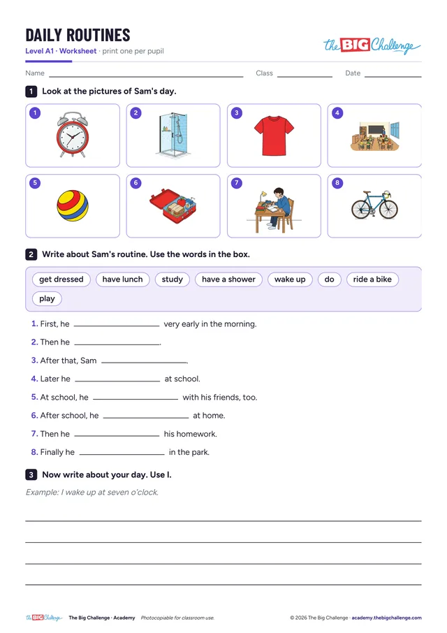 Fiche « Daily Routines »