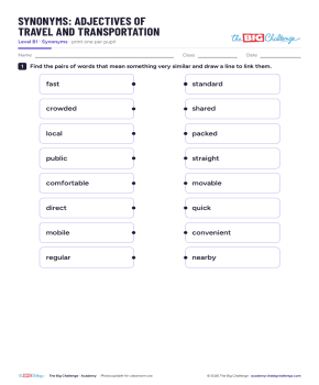 Adjectifs sur le voyage et les transports