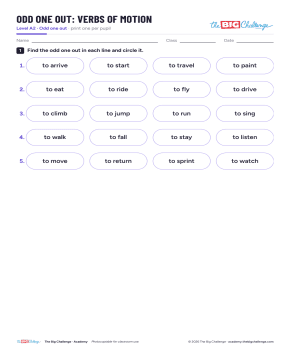 Odd One Out - A2 Verbs of Motion