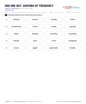 Odd One Out - A2 Adverbs of Frequency