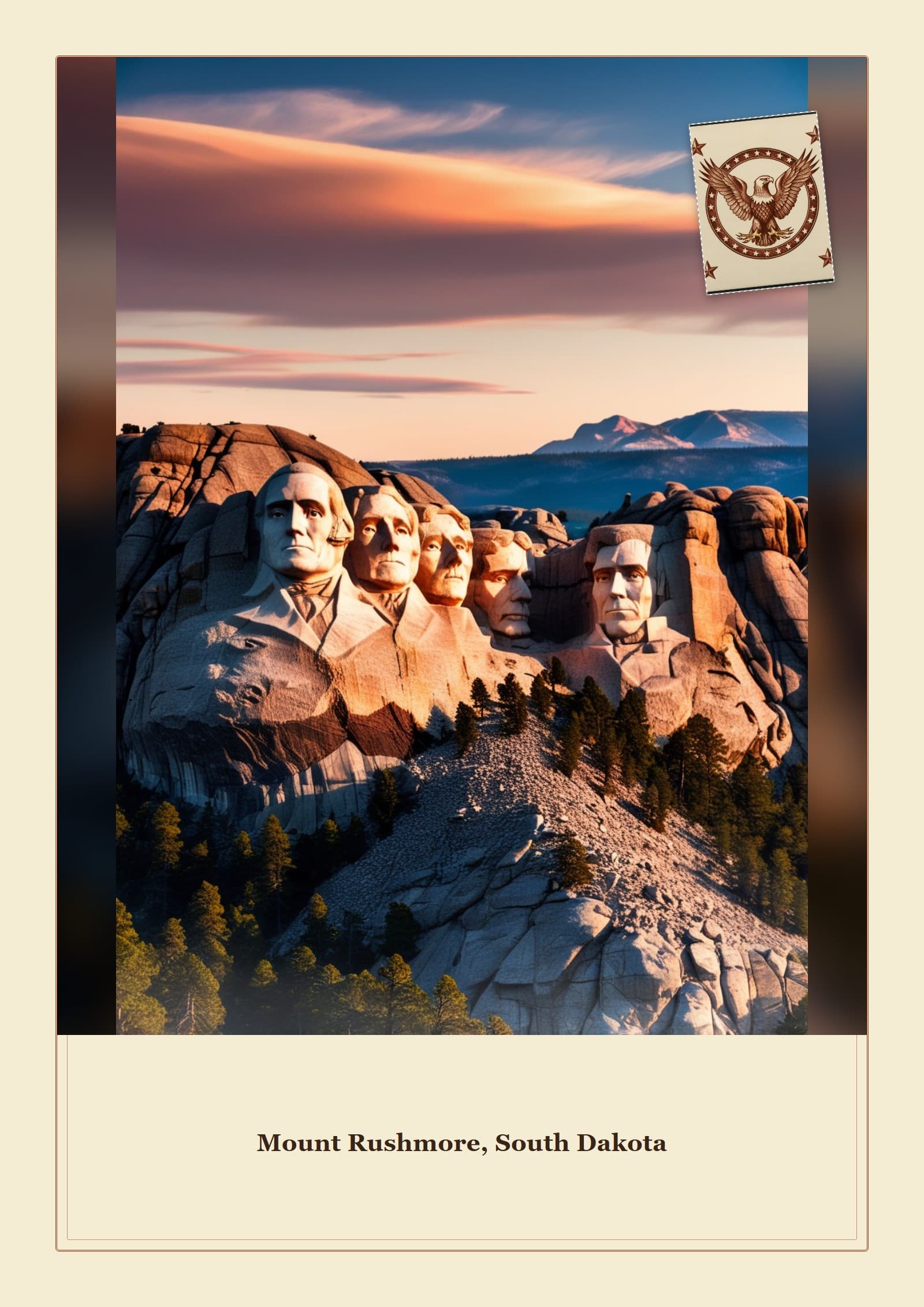 Cartão-postal: Mount Rushmore, South Dakota