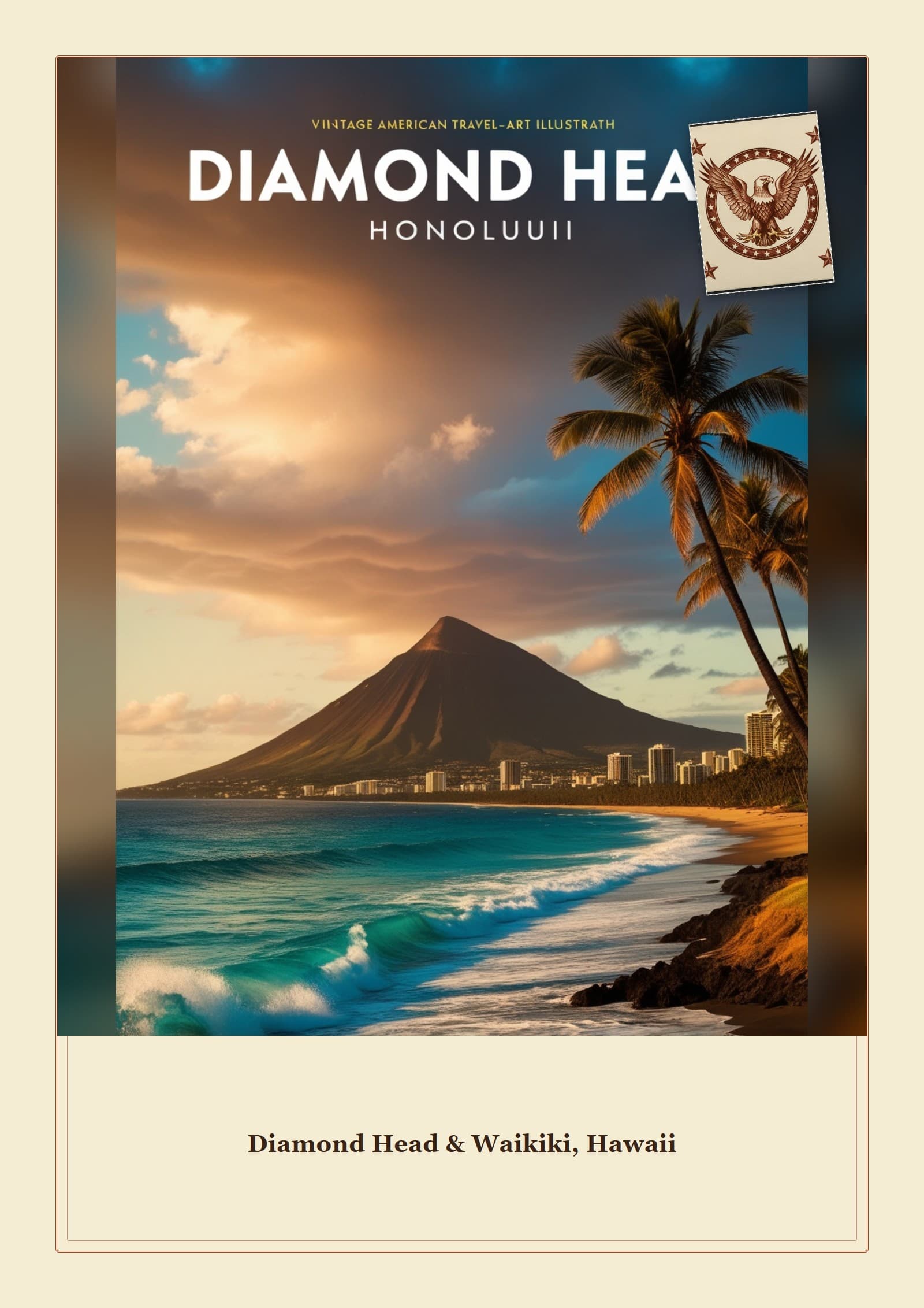 Cartão-postal: Diamond Head & Waikiki, Hawaii