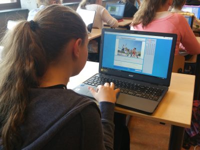 First year student concentrating on her questions at The Agnieten College in Wezep, The Netherlands