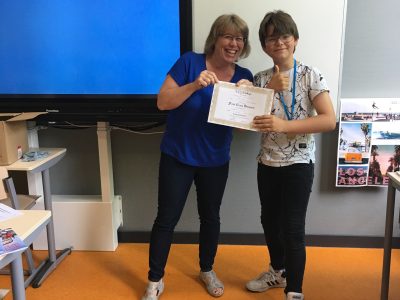 A. Roland Holst College, Hilversum. Our school winner, Laurence!