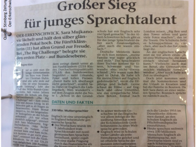 Artikel in der Stimberg Zeitung, Oer-Erkenschwick