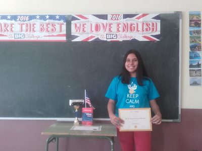 MORA- I.E.S PEÑAS NEGRAS
Esta es nuestra alumna ganadora de la provincia de Toledo de 2º de ESO.