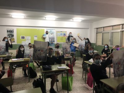 Alumnos de 1º ESO en la entrega de premios. CPR. Plurilingüe Santiago Apóstol-Ponteareas.