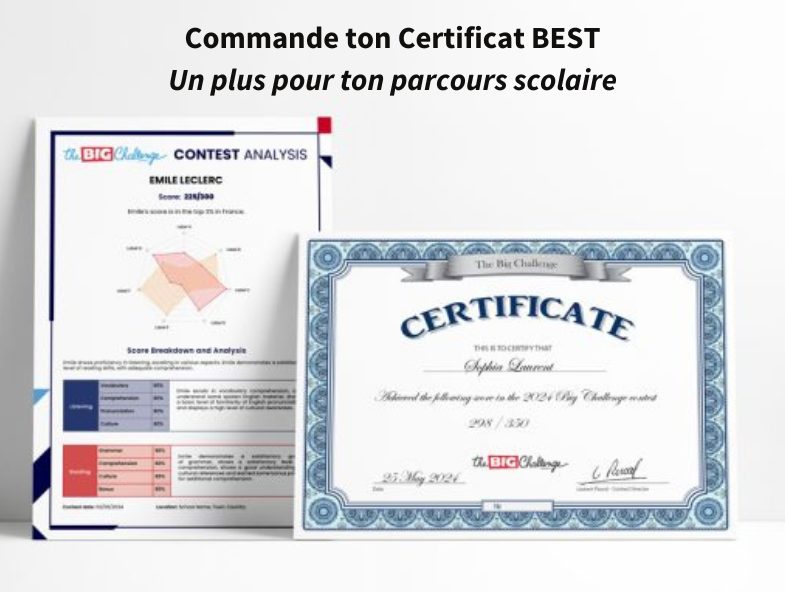 En option : le Certificat BEST avec son analyse détaillée