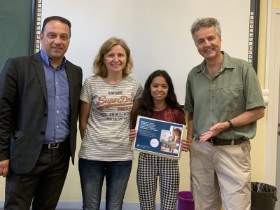 Lucie, vainqueur régionale et gagnante d'un séjour linguistique. Félicitations !