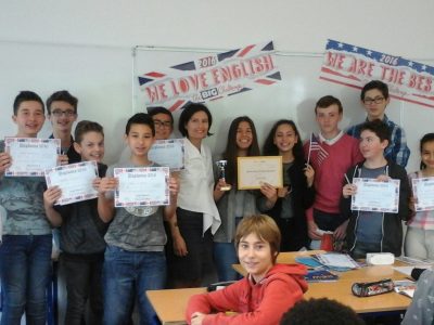 LE RAINCY 93340
ST-LOUIS STE-CLOTILDE
40 élèves de 4e des classes de Mesdames BRUEL et CANTOBION ont participé au jeu concours d'anglais THE BIG CHALLENGE 2016.
Félicitations à Minéa MILETIC qui a  obtenu un excellent résultat et gagne le 4e prix départemental du niveau 4e LV1.
Congratulations to all the other participants!"
Félicitations à tous et bel été,
Mme BRUEL