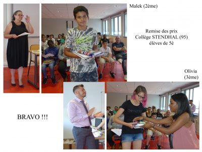 FOSSES - la remise des prix lors de la cérémonie au collège. Merci à la direction !