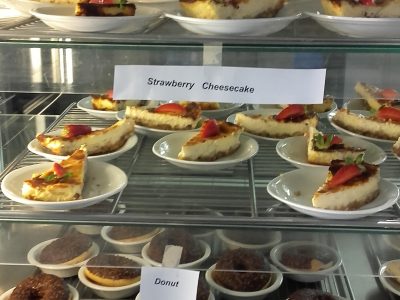 Cheese cake and donuts at the canteen for The Big Challenge day at the Collège des Gondoliers, La Roche sur Yon!