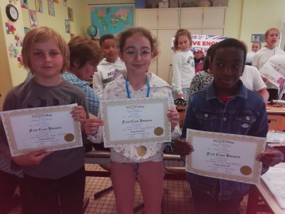 SAINT MARTIN BOULOGNE 62280
ECOLE SAINT CHARLES - CLASSES CM2

Well done to Antanas (2nd place), Pauline (1st place) and Robert (3rd place)