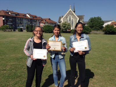 Collège du Sacré Coeur à Thonon les bains
Les meilleures 5°: Elina, Julie et Léna