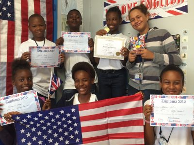 College Courbaril de Pointe Noire, Guadeloupe. Tous heureux de leur participation et leurs récompenses.